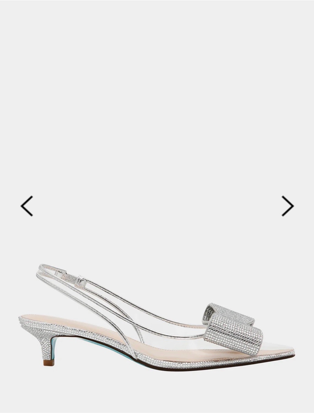 Silver Rhinestone Slingback Kitten Heel Sandal